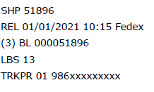 Example of FedEx tracking number on invoice 